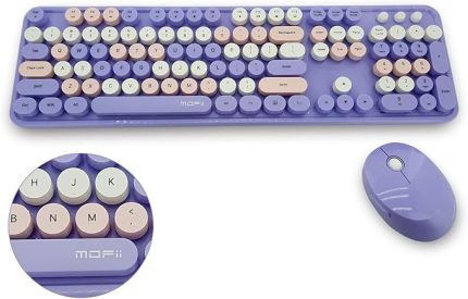 Mofii Kablosuz Klananye Ve Mouse Set Bluetooth 104 Tuşlu Pc Notebook Uyumlu Klaynane nane Fare 136mm x 445mm ZR513 Lila, Coverzone