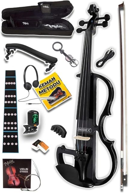 RCZ-606B Elektro Keman Seti Siyah (Kulaklık Kablo Metod Tuner Yastık)
