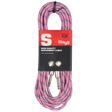 Yüksek Kaliteli Vintage Tüvit Pembe Enstrüman Kablosu - 6 Metre - 2x 6,3 mm Jak - Gitar Kablosu - Jack Kablosu
