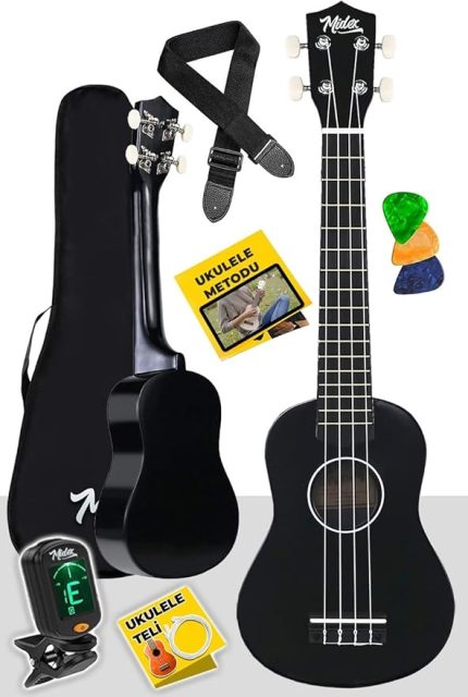 UKX-233BKT Siyah Concert Ukulele (Tuner TEL Askı Çanta Metod Pena)