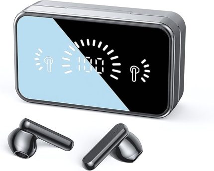 Dil Çevirmen Gerçek Zamanlı Tercüme, Bluetooth, Bluetooth 5.4 Kablosuz Kulaklıklar Uygulama Ve Ayna Şarj Kılıfı, 3 Çeviri Modu, ANC Gürültü İptali (BLACK)