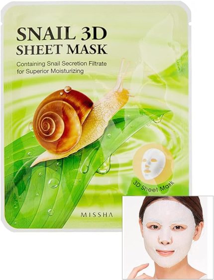 Salyangoz Salgısı Özü İçeren Nemlendirici 3D Yaprak Maske Snail 3D Sheet Mask
