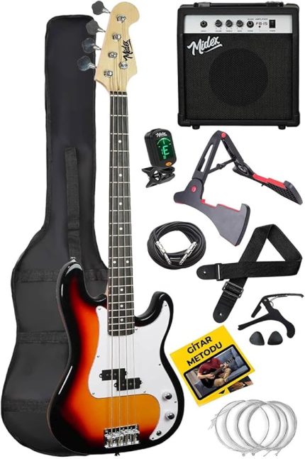 CBG-460SB 46 İNÇ 4/4 Yetişkin Amfili Bas Gitar Seti Sunburs