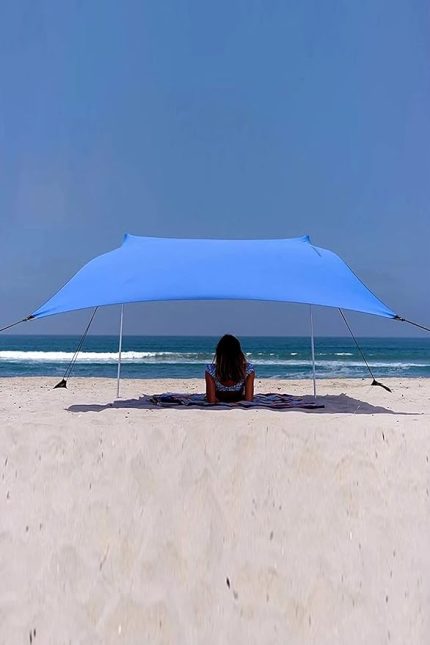 Zelt 2,3 Metre Gölgelik Tente Plaj Şemsiyesi Teras Bahçe Çardak Kamp Piknik Güneşlik Şemsiye (Mavi)