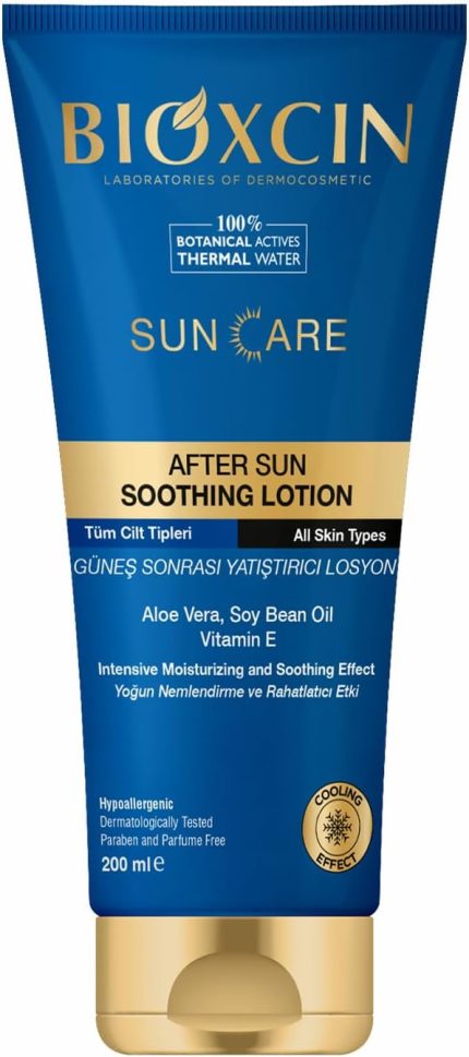 Sun Care Güneş Sonrası Krem Yatıştırıcı Nemlendirici Koruyucu, Aloe Vera Soya Yağı, Vitamin E, 200 ml