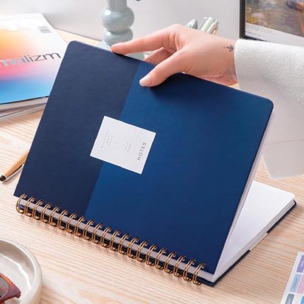 20x28 Spiralli Sert Kapak Lastikli Kareli Not Defteri Lacivert