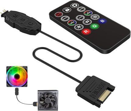 ARGB Controller Remote for ARGB Splitter, SATA Power RGB Fan Controller, PC RGB Case Fanlar, RGB Fanlar, PC Computer Fall, 5V 3-Pin 14 Key Remote Control Switch RGB Fan Hub