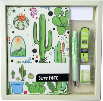 DEFTER SETI - DESENLİ ELMA YEŞİLİ ÖZEL KUTUDA