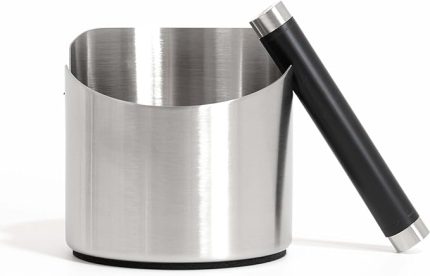 Espresso makinesi için vurma kutusu, kahve çekirdeği kutusu, barista aksesuarları, şok emici, çıkarılabilir metal vuruş çubuğu (gümüş, orta)