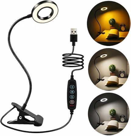 Çok Fonksiyonlu LED Akrobat Masa Lambası, Klipsli, Göz Koruyuculu, Ayarlanabilir Açılı, Kitap Okuma Işığı, YouTuber, TikTok, Ring Light Aydınlatma, 3 Farklı Mod (Sarı, Beyaz, Gün Işığı)