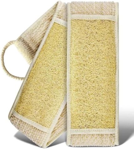 Doğal Kabak Lifi Sırt Kesesi –Çift Taraflı Peeling Lifi, 70x11 cm, Uzun Kulplu, Selülit Karşıtı, Rovin Kumaşlı, Cilt Temizleyici Yenileyici Canlandırıcı Etki, Hücre Yenileme,Exfoliating Kese