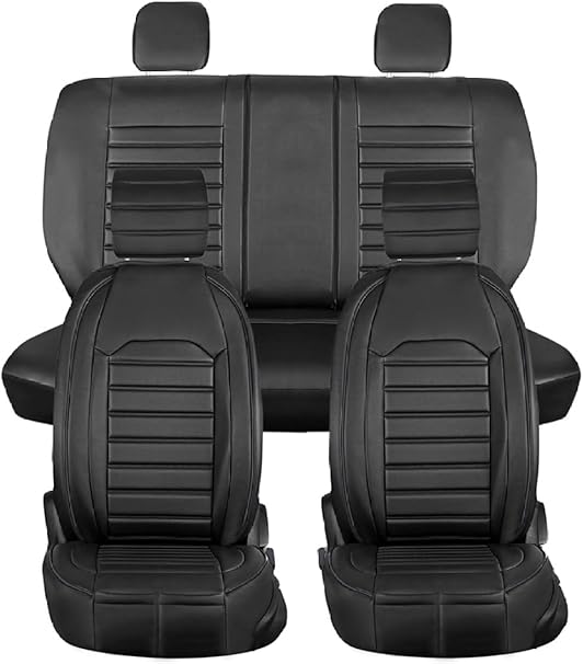 Megane 2 HB İle Uyumlu Lüx Oto Koltuk Kılıfı Ön Arka Takım Çizgili Desen SİYAH - Görsel 2