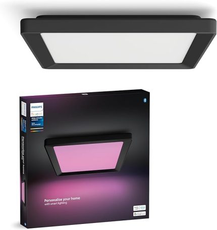 Hue Tento Siyah Sıva Üstü RGB Akıllı LED Panel Tavan Armatürü 30x30cm 1340 Lumen
