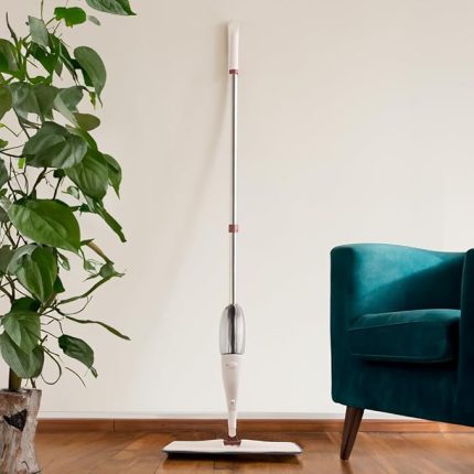 13279 Deterjan Hazneli 360 Derece Dönebilen Sprey Mop Yedek Bezli Temizlik Paspası - Krem