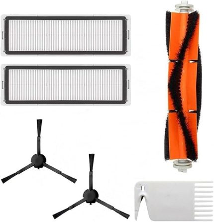 Siyah Mi Vacuum Mop 1c 2 in 1-Vacuum Mop Pro 2+3D (DİKKAT: KAMERALI-PLUS GLOBAL)-Vacuum Mop 2 Ultra Uyumlu Hepa Filtre,Fırça Yedek Parça Seti-6 Parça