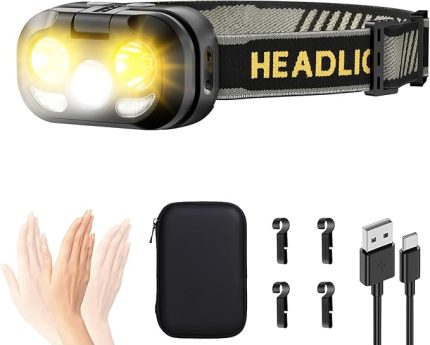 Kafa Lambası LED Şarj Edilebilir, 2000 Lux Süper Parlak Kafa Lambası Kırmızı Işık ve 8 Işık Modu, IPX5 Su Geçirmez Hafif Alın Lambası, Yürüyüş, Kamp, Jogging için İdeal [USB Kablosu Dahil]