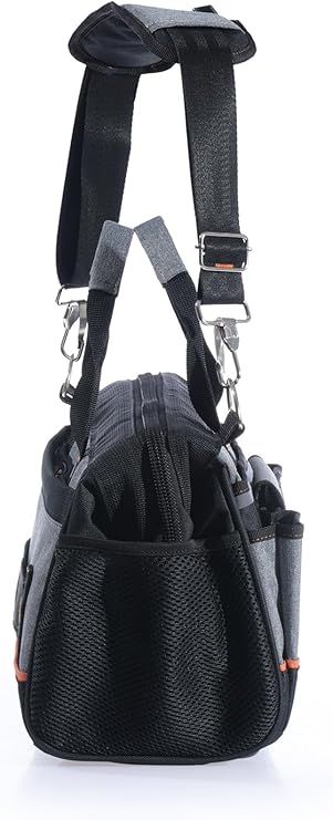 Geniş Ağızlı Ağır Hizmet Bez Alet Takım Çantası, Gri/Siyah. - Görsel 3