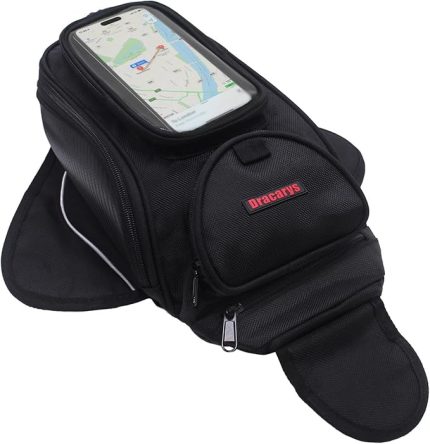 Motosiklet Deposu Çantası, Büyük Pencereli Siyah Oxford Eyer Motosiklet Çantası, Güçlü Manyetik Çanta, Honda Yamaha Suzuki Kawasaki Harley için