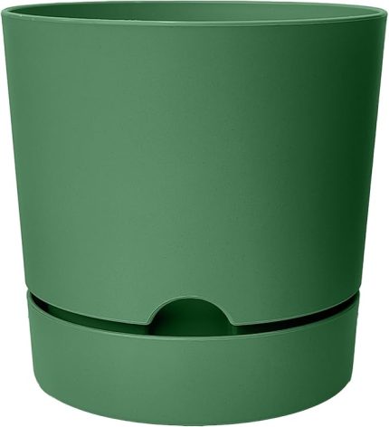Begonya Saksı Tabaklı Drenajlı Mat Plastik Çiçek Saksısı (Yeşil, 3.3 Litre)