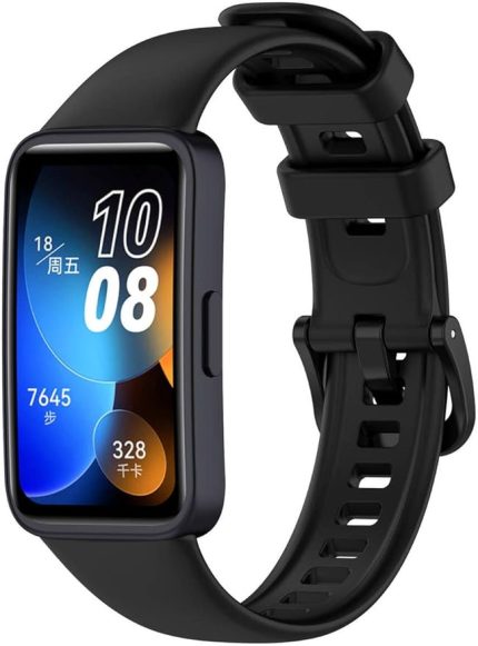 Aksesuar Huawei Band 8 Uyumlu Klasik Kordon – Ayarlanabilir Delikli Tasarım | Şık ve Rahat Bileklik | Akıllı Saat Kayışı (Siyah)