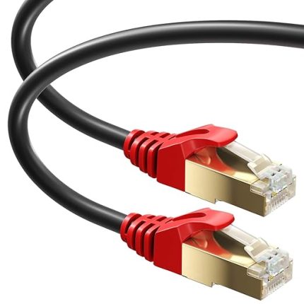 20m CAT 7 Dış Mekan su geçirmez Doğrudan Gömme RJ45 Ethernet Ağ Kablosu - SFTP - 600 Mhz - Kablo Bağları ve Klipsleri ile Siyah 20 metre