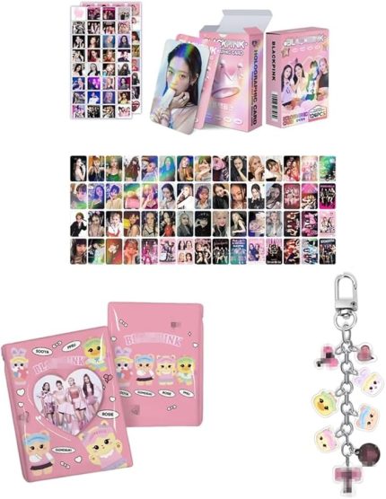 K-Pop Set 60 adet Fotoğraf Kartı Kartpostal, 64 Adet Çıkartma, Albüm Klasör Tutucu Kitap, Anahtarlık (BP)