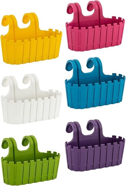 Akasya Balkon Saksı Kolay Askı 30 Cm 3 LT PEMBE SARI MAVİ MOR BEYAZ YEŞİL 6 ADET