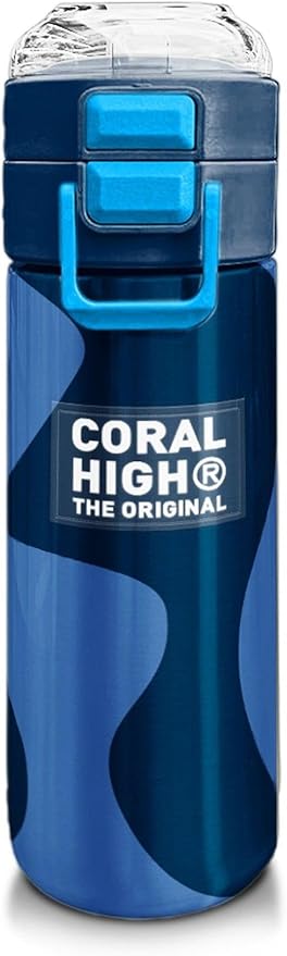 High 500 ml Lacivert Mavi Desenli - Erkek Çocuk Paslanmaz Çelik Okul Termosu/Suluk/Matara