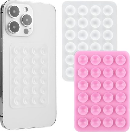 cep telefonu tutucu, 2 adet silikon vantuz, çift taraflı cep telefonu vantuzlu tutucu, ekstra güçlü vantuzlar, kaymaz cep telefonu tutucu, tüm cep telefonu modelleri için (beyaz, pembe)