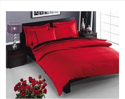 Çift Kişilik Saten Delux Nevresim Takımı Prestige Kırmızı