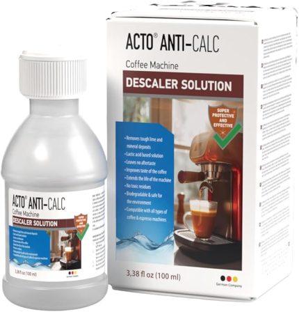 ANTI-CALC 100 ml - Espresso Makinesi, Kahve Makinesi Kireç Çözücü, Her Tür Kahve Makinesi ve Su Isıtıcısı için Sıvı Kireç Çözücü