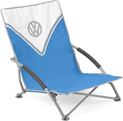 Masters VW Collection – Volkswagen katlanabilir plaj sandalyesi, taşıma çantalı, T1 Bulli Bus tasarımlı, 70 cm, mavi
