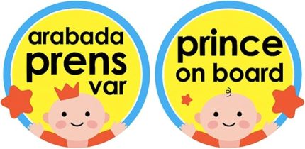 Araba Uyarı Cam Yazısı Mavi Renk, Arabada Prens Var