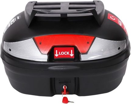 Motosiklet Çantası Arka Motosiklet Bagajı Kargo Taşıma Aparatlı Sırt Dayamalı Topcase Kuyruk Çantası Kilitlenebilir UniversalCV46 (Siyah)