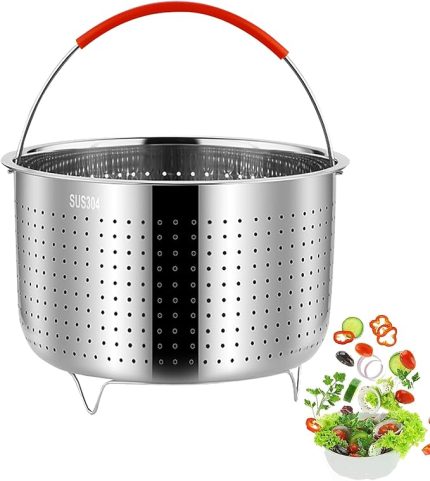 Buharlı pişirici parçası, 304 paslanmaz çelik buharlı pişirici, dış çap 17,6 cm, küçük buharlı pişirici, silikon saplı paslanmaz çelik buhar eklentisi, sebze, meyve, yumurta, tencere, tencere,
