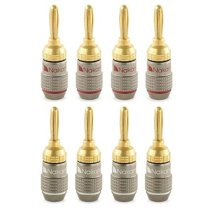 FanLock Excel Serisi 24k Altın Kaplama muz fişi 10 AWG - 18 AWG Ölçer Boyutu 4mm Hoparlörler için Amplifikatör Hi-Fi Stereo Ev Sineması Ses Tel Kablo Hızlı Bağlantı, 8 Parça (4 Çift)
