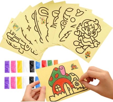 5 Adet, Büyük Boy, Kum Boyama Seti, A4 Boy, Kum Boyama Çalışması, Etkinlik Seti