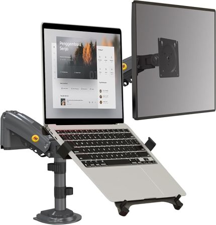 Bayou NB H180-FP Çift Kol Amortisörlü 17"-27" Monitör Tutucu ve Laptop Standı