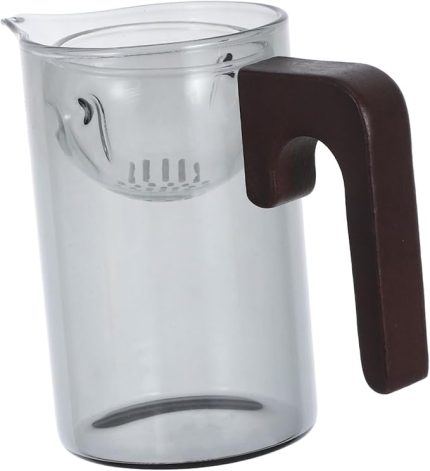 Ahşap ile Isıya Dayanıklı Çay Demleme Mug Şeffaf Filtreli Çay Bardağı