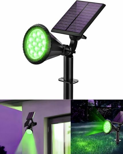 Yeşil 18 LED Spot Güneş Enerjili Bahçe Aydınlatma Lambası, Fotoselli, Spike Aplik, 18W Su Geçirmez Dış Mekan Solar Lamba, Ağaç, Veranda, Garaj, Havuz, Duvar Ve Zemin Montajına Uygundur 42 CM