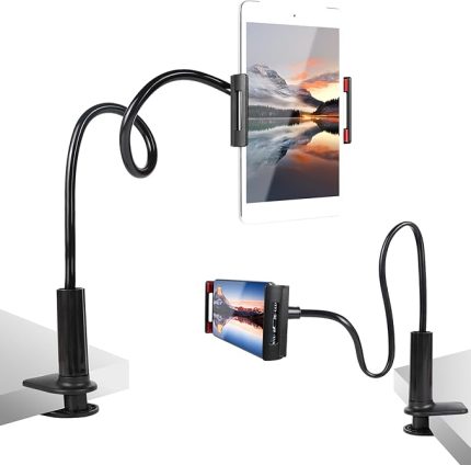 Masa için Telefon Standı, Cep Telefonu Klipsli Yatak Tutucu, Cep Telefonları ve Tabletler için Tembel Uzun Kollu Yatak Masası Braketi 10-25 cm Cihaz 360 Ayarlanabilir Gooseneck Tablet Tutucu