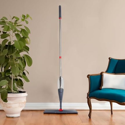 13279 Deterjan Hazneli 360 Derece Dönebilen Sprey Mop Yedek Bezli Temizlik Paspası - Antrasit