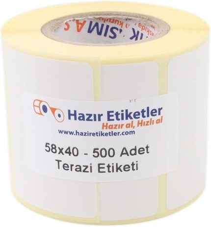 etiketler , hazır al hızlı al Eko Termal Terazi Etiketi 58mm x 40mm Ruloda 500 Adet 40mm Kuka Çapında Direk Termal Transfer Etiketi