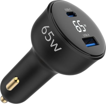 65W Led Ekranlı Type-C + USB-A Araç Şarj Aleti iPhone & Android & Notebook Araç içi Şarj Cihazı
