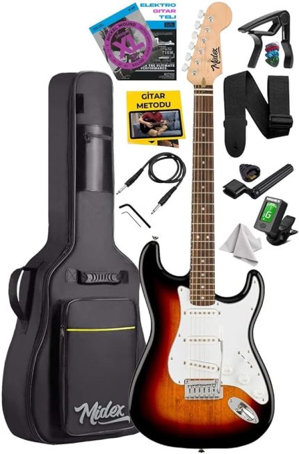 RPH-30SB Gül Klavye Strat Kasa SSS Elektro Gitar Seti