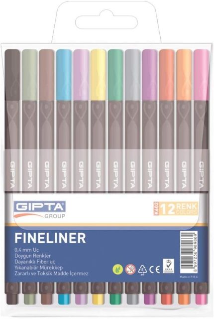 Fineliner 0.4mm İnce Uç Keçeli Kalem 12 Renk