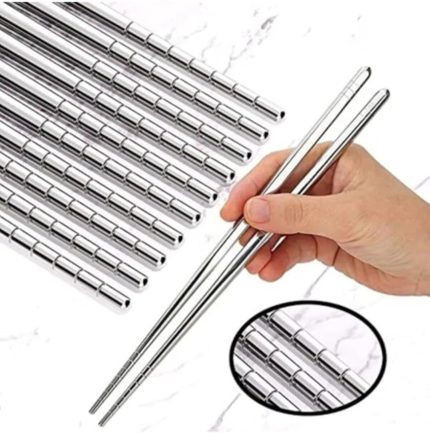 Kullanımlı Paslanmaz Çelik Chopstick 22 cm Orjinal Kore Yemek Çubuğu Metal (5)