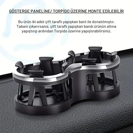 İki Gözlü Oto Bardak Tutucu Bardak Çoğaltıcı Torpido Üzeri Bardak Tutucu Araç Bardaklık İçecek Tutucu - Görsel 2