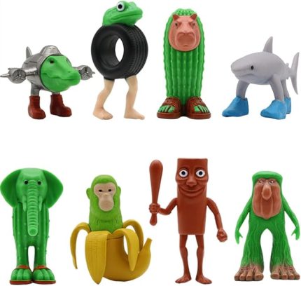 Tung Tung Tung Sahur Figürü Anime 3D Baskılı Hayvan Modeli Tralalelo Tralala/Chimpanzini Bananini Figürü, Sevimli Versiyon Koleksiyonluk Aksiyon Figürleri Hayranlar için Dekorasyon, 8 adet