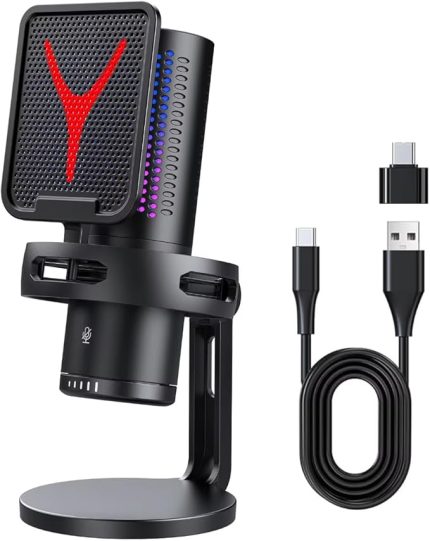 Yanmai Bilgisayar Masaüstü Profesyonel Vlog Canlı Yayın Podcast Mikrofon Kiti Tak Çalıştır USB Kablolu Örnekleme Hızı 48KHZ, Frekans Yanıtı 80HZ-16KHZ GM7-B (GM7B)